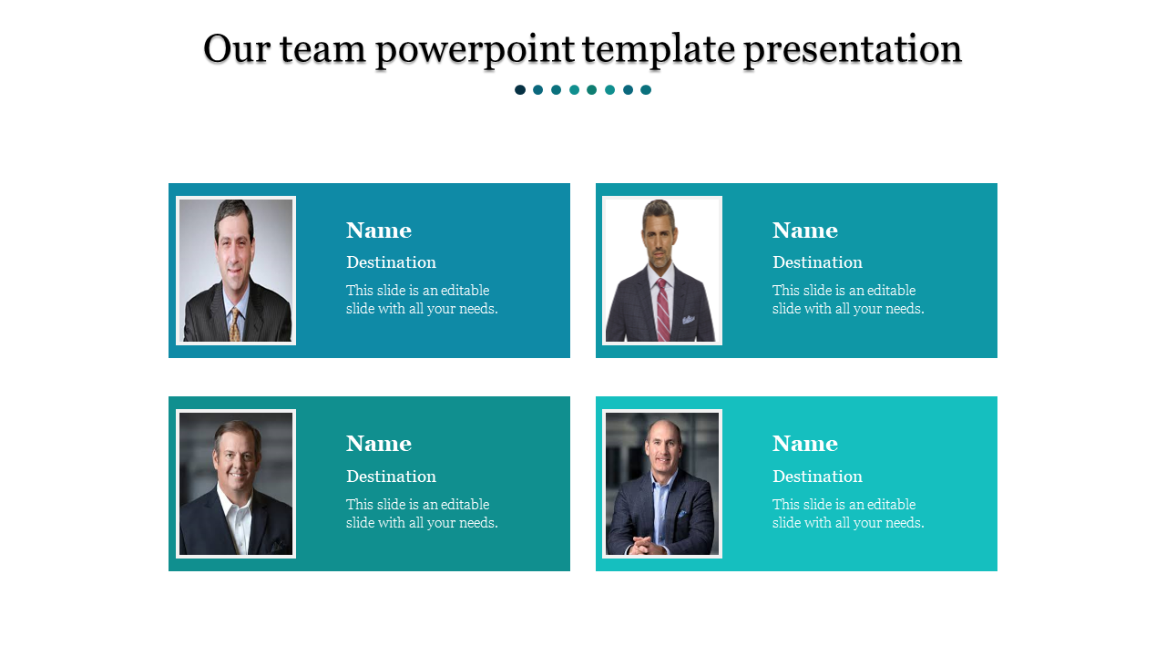 A four noded Our team powerpoint template